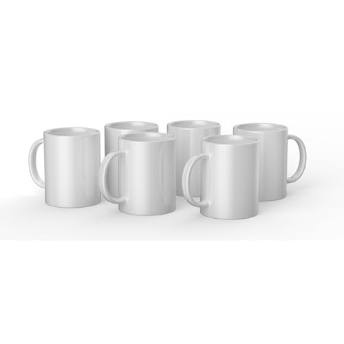 Cricut Blank Mug, Ceramic-Coated, Dishwasher & Microwave Safe, 15 Oz Sublimation Ready Mugs, Ideal for Crafts and Printing, 6 Count, White