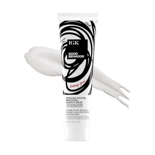 IGK Good Behavior Spirulina Smoothing Blowout Balm, Heat Protectant, 5 Oz