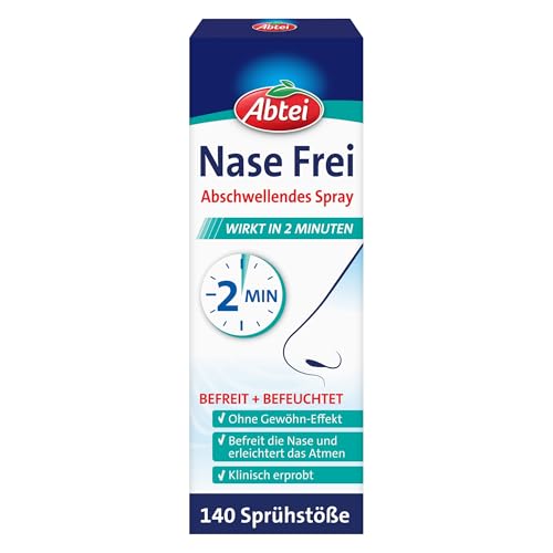 🔥 STARKER PREIS (-42%) Abtei Nase Frei Abschwellendes Nasenspray - mit Meerwasser und Eukalyptus - ohne Gewöhnungseffekt - befreit die Nase in 2 Minuten - vegan - 1 Flasche (20 ml) à 140 Sprühstöße