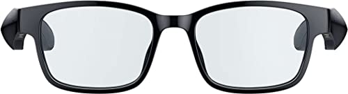 Razer Anzu Smart Glasses (Rectangular, Large Glasses) -Audio Glasses with Blue Light/UV Protective Lenses (Low Latency, Intergrated Mic and Speakers, Touch Enabled, IPX4 Water Ressistant) Black
