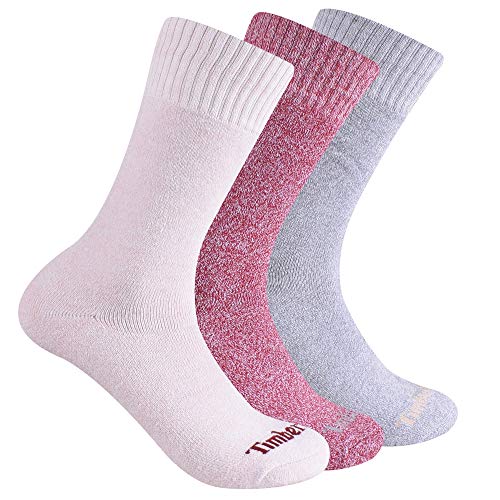 Timberland womens 3-pack Ribbed Marled Boot Socks, Cameo Rose, One Size US