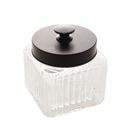 LYOR - Porta Mantimento de Vidro com Tampa em Metal Preta Vegas 800ml