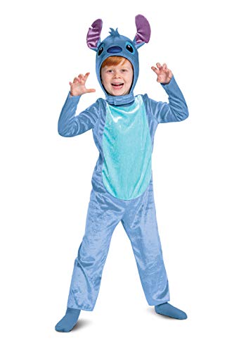 Disguise Stitch Costume for Kids, Officially Lilo and Stitch Costume Jumpsuit and Headpiece, Toddler Size Large (4-6) Multicolored