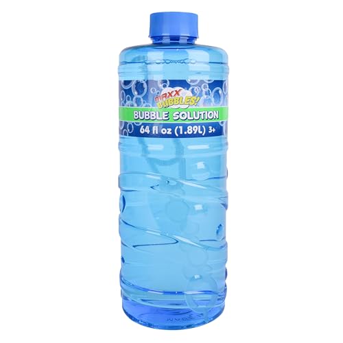 Sunny Days Entertainment Bubble Solution Refill with Wand 64oz Non Toxic (1/2 Gallon), Kids Easy Grip Bottle Refill for Bubble Machine, Bubble Wands, Bubble Toys