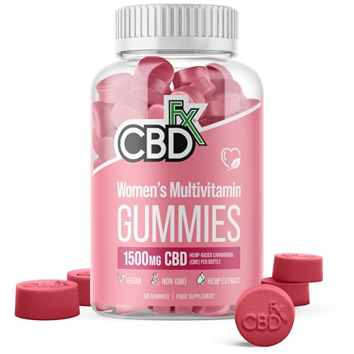 CBDfx 1500mg CBD High Strength Women's Multivitamin Vegan Gummies, Vitamin A, C, D3, E, B6, B12, Biotin, Calcium and Zinc 60x Bottle (30 Days)