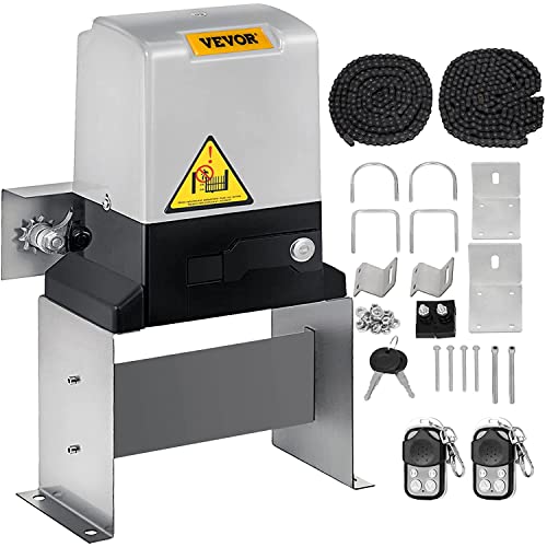 Happybuy Automatic Sliding Gate Opener 1400LBS with 2 Remote Controls, Gate Operator Hardware Kit for Security, Move Speed 43ft Per Min, Electric Rolling Driveway Slide Gate Motor