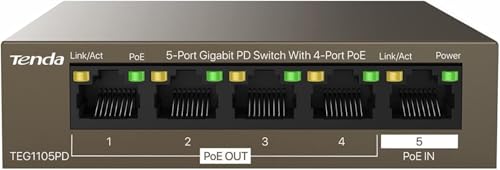 (-15%) Tenda PoE Switch ohne Netzteil, 5-Port Gigabit PoE Powered Switch TEG1105PD