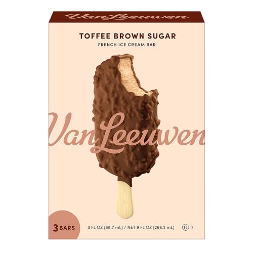 Van Leeuwen Premium Toffee Brown Sugar French Ice Cream Dessert Bars, 3 Count 9 Oz (Frozen)