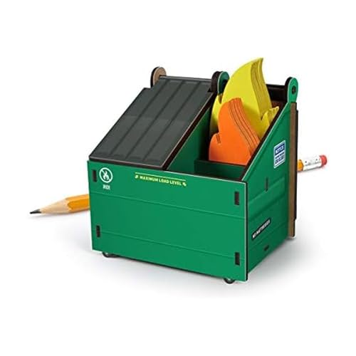 Genuine Fred Desk Dumpster Pencil Holder with 100 Flame Note Cards