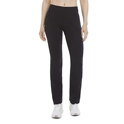 Energy Zone Women's Cotton Stretch Pocket Yoga Pants, Deep Black, Medium