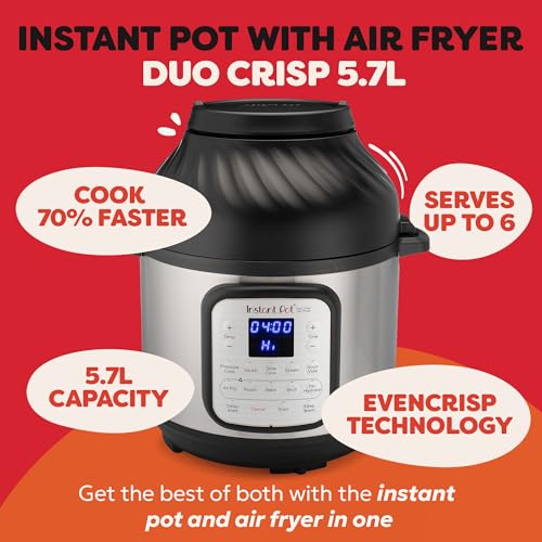 Instant Pot Duo Crisp + Air Fryer 11-in-1 Multicooker, 5.7L - Pressure Cooker, Air Fryer...