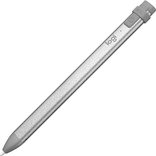 Logitech Crayon Digital Pencil for all iPads (2018 releases and later) with Apple Pencil technology, anti-roll design, and dynamic smart tip - Grey