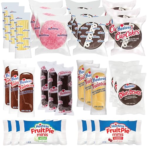 Hostess Variety Pack | Cupcakes, Cinnamon Rolls, Danish, Ding Dongs, Twinkies, Zingers | 30 Count