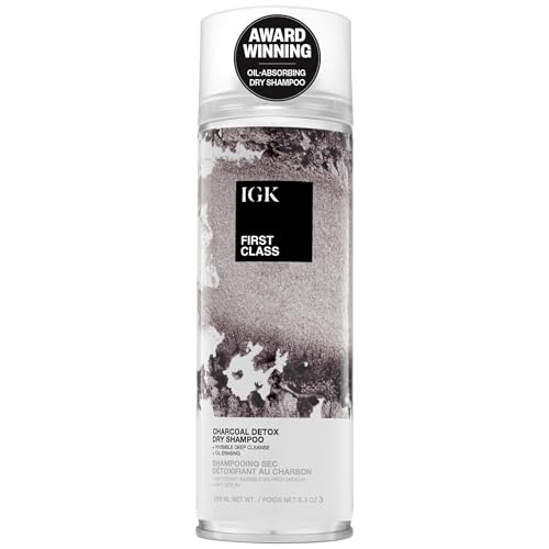 IGK First Class Charcoal Detox Dry Shampoo for Oily Hair + Scalp, 6.3 Oz
