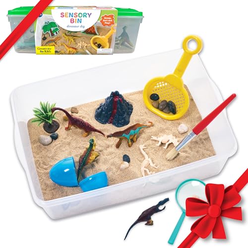 Creativity for Kids Sensory Bin: Dinosaur Dig - Toddler Sensory Toys, Sensory Bin Filler and Toddler Activities for Boys and Girls, Dinosaur Toys for Kids Ages 3-5+