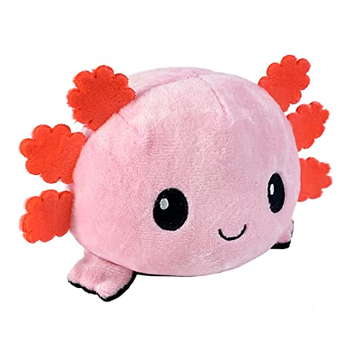 TeeTurtle - The Original Reversible Axolotl Plushie - Pink + Black - Cute Sensory Fidget Stuffed Animals That Show Your Mood 4 inch