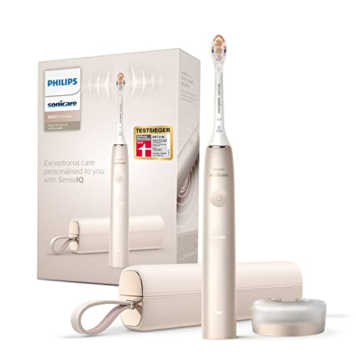 (-36%) Philips Sonicare DiamondClean Prestige 9900 elektrische Zahnbürste – Schallzahnbürste mit 1x A3 Premium-All-in-One-Bürstenkopf und Ladeetui in Champagner (Modell HX9992/11)