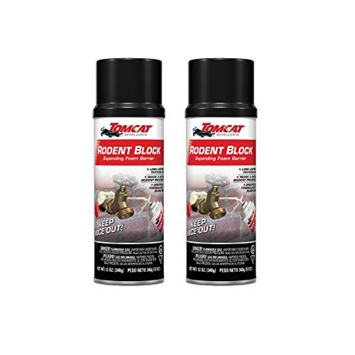 Tomcat Rodent Block Expanding Foam Barrier, Specifically Formulated to Block Mice, Long Lasting and Pesticide Free, Spray Keeps Mice From Coming Inside the House, 12 oz., 2-Pack