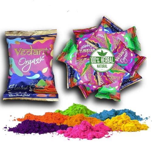 Popo Toys Holi Herbal Gulal - 100% Organic, 10 Pcs (100Gm X 10), Multicolor, Kid