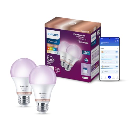 Philips Smart Connected Color A19 Bulbs, 2-Pack