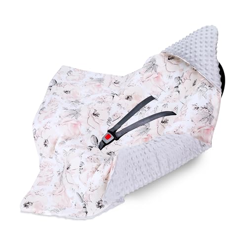 (-17%) Einschlagdecke Babyschale Baby Decke 90x90 cm - Fußsack Blanket für Kinderwagen und Autositz Ganzjahres für Neugeborenen und Kleinkinder Einschlagsdecken für 3 und 5 Punkt Gurt Minky Oeko-Tex