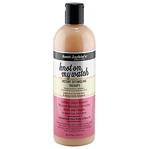 Aunt Jackie's Curls and Coils Knot On My Watch Instant Hair Detangling Therapy for Natural Curls, Coils and Waves, Enriched with shea Butter, 16 oz