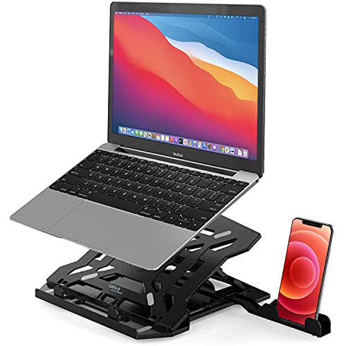 GIZGA Essentials Laptop Stand Riser for 12 to 15.6 Inch Laptop, MacBook, Tablet| Ergonomic Height/Angle Adjustable Stand with Phone Holder, Heat Dissi