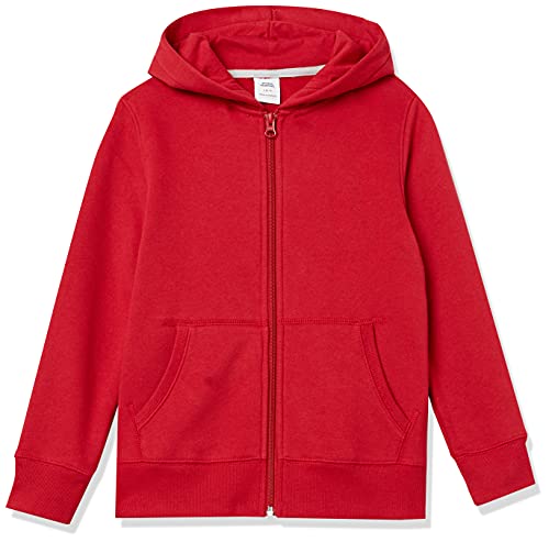Amazon Essentials Hoodies - Boys' Red Zip-Up Sweatshirt, Medium, Fleece
