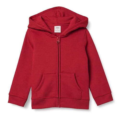 Amazon Essentials Toddler Girls' Fleece Zip-Up Hoodie Sweatshirt, Red, 2T