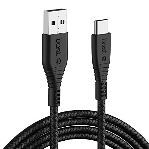 boAt  Type C A325/A320 Tangle-free, 60W Sturdy Type C Cable with 3A Rapid Charging & 480 Mbps Data Transfer, Compatible with Smartphones & Tablets(Bla