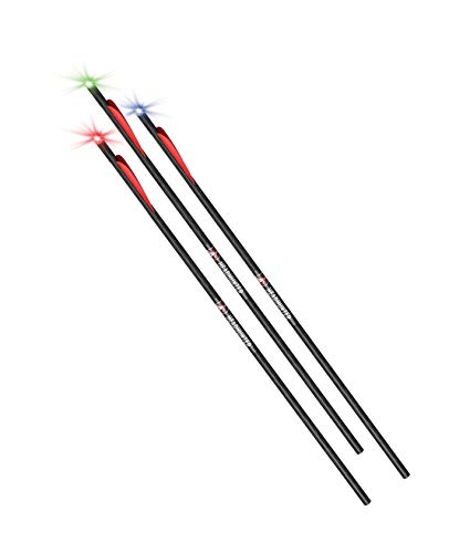 Barnett Headhunter Strobe Lighted Crossbow Arrows, 3-Pack of Polycarbonate Half-Moon Nocks, with Multi-Colored Strobe Lights, 20",Black