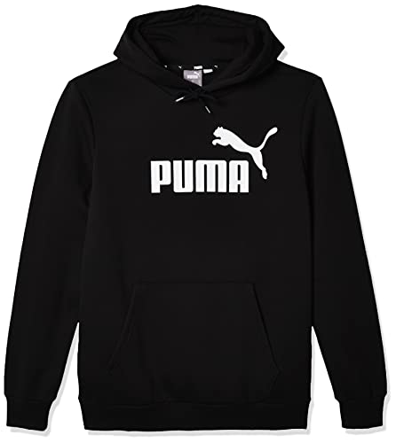 PUMA mens Essentials Big Logo Fleece Hoodie Hooded Sweatshirt, Cotton Black, Large US