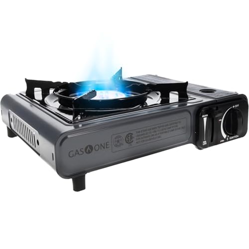 Gas One Portable Butane Camping Stove with Case: Automatic Ignition, Precise Heat Control - Camping &amp; Tailgating and