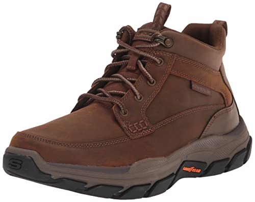 Skechers Men's Respected-Boswell 204454 Mid Top Leather Moc Toe Lace Up, CDB, 10.5