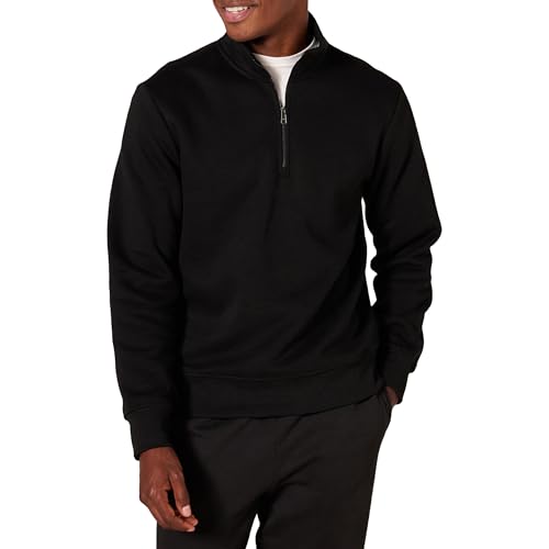 Amazon Essentials Men's Long-Sleeve Quarter-Zip Pullover Fleece Sweatshirt, Black, Large