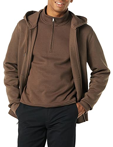 Amazon Essentials Men's Full-Zip Fleece Hoodie (Available in Big & Tall), Medium Brown, Large