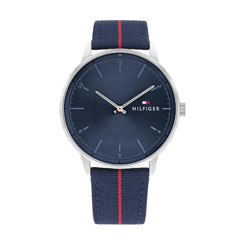 🔥 STARKER PREIS (-48%) Tommy Hilfiger Analog Quarzuhr für Herren mit Marinblaues Nylonband - 1791844