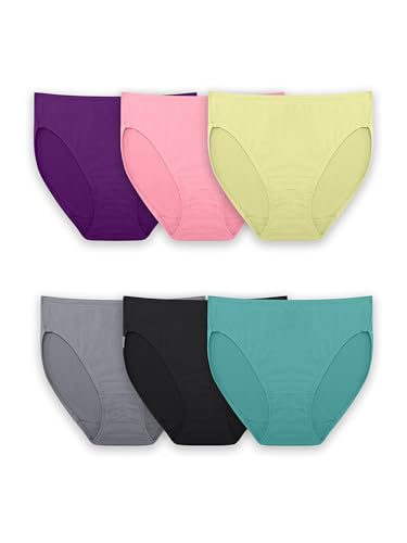Fruit of the Loom Women's Breathable Panties (Regular & Plus Size), Hi Cut - Micro Mesh - 6 Pack, 8