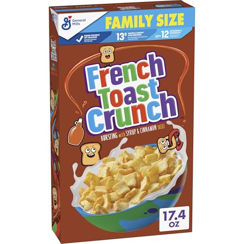 French Toast Crunch Breakfast Cereal, Syrup and Cinnamon Taste, Family Size, 17.4 oz