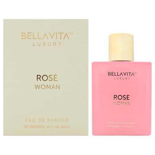 BellaVita Luxury ROSE Perfume for Women (100ml) | Floral, Oriental & Sweet Fragrance | Notes: Amber, Vanilla, Black Currant, Rose, Jasmine | Premium French Floral Fragrance