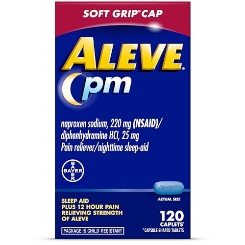 Aleve PM Sleep Aid Plus Pain Reliever Caplets, Naproxen Sodium & Diphenhydramine HCl, Nighttime, 120 Count