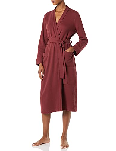 Amazon Essentials Women's Lightweight Waffle Full-Length Robe (Available in Plus Size), Rich Burgundy, Medium