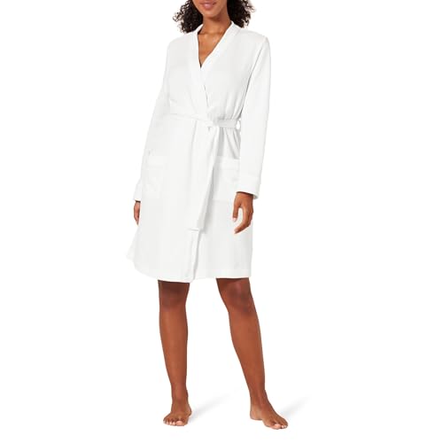 Amazon Essentials Women's Lightweight Waffle Mid-Length Robe (Available in Plus Size), White, Medium