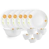 Cello Opalware Dazzle Livid Lilac Floral Dinner Set 19Pcs White