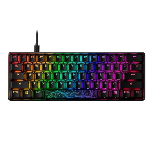 HyperX Alloy Origins 60 - Mechanical Gaming Keyboard, Ultra Compact 60% Form Factor, Double Shot PBT Keycaps, RGB LED Backlit, NGENUITY Software Compatible - Linear HyperX Red Switch,Black