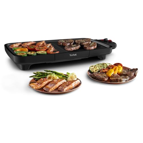 (-41%) Tefal Plancha Booster Tischgrill, 2200 W, extra große Grillfläche, Boost-Zone, 6 Temperaturstufen, durchgängige Grillplatten, inklusive Fettablaufrinne, Thermo-Spot, Schwarz, CB6428