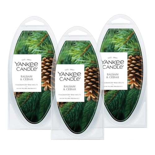Yankee Candle Balsam & Cedar Wax Melts, Packs of 3-18 Total Wax Melts, Perfect for Christmas & Holiday Season