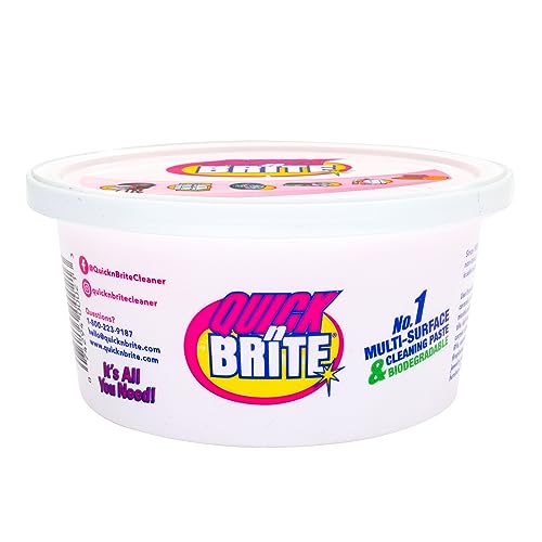 Quick 'n Brite All Purpose Cleaning Paste – Miracle Cleaner for Tough Stains, Biodegradable, Non-Toxic, Pet-Safe, Multi-Surface Stain Remover, Made in USA, 12 Oz