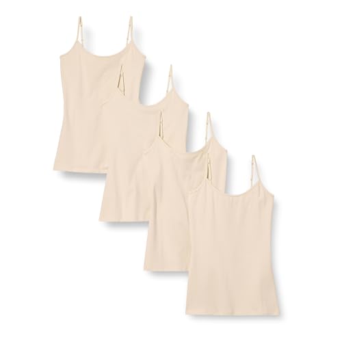 Amazon Essentials Women's Slim-Fit Camisole, Pack of 4, Beige, X-Small