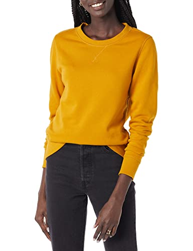 Amazon Essentials Women's Fleece Crewneck Pullover Sweatshirt (Available in Plus Size), Mustard Yellow, Medium